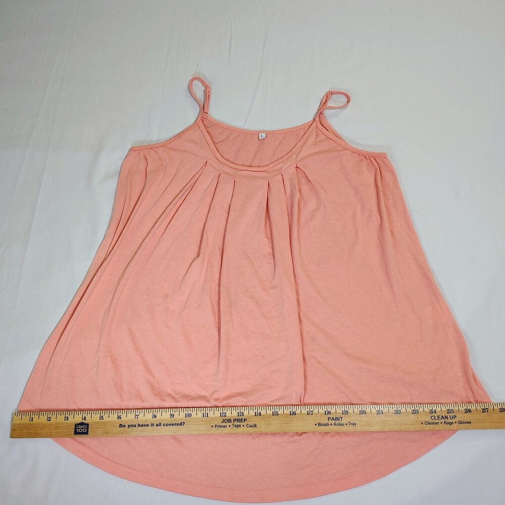 Peach Camisole Spaghetti Strap Tank Top Sz L Beachy Coastal Summer Flowy Boho - Picture 4 of 8